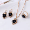Water drop rhinestone jewellery set: necklace earrings and ring for women in selected colour
