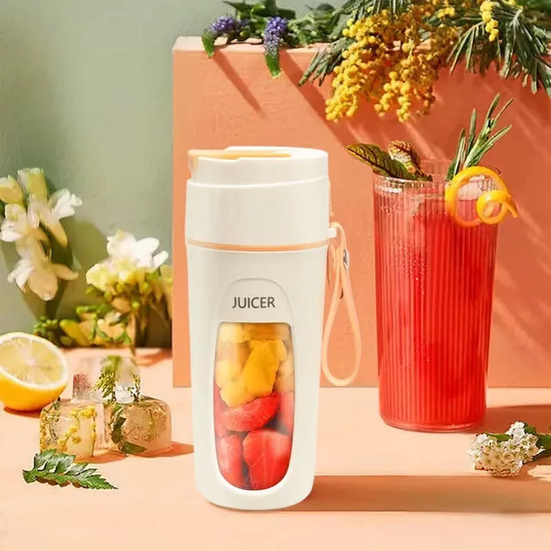 Portable USB blender with borosilicate glass cup in fresh orange colour