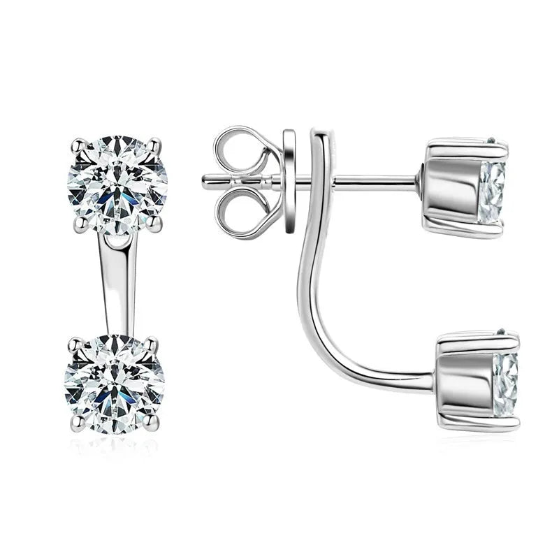 Moissanite earrings geometric circle silver electroplating gold platinum light luxury