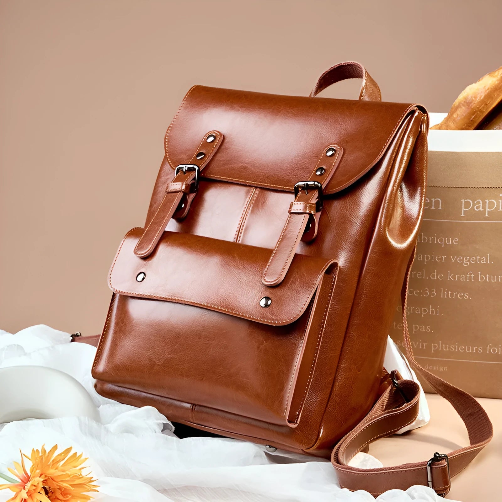 Genuine leather women's computer backpack in black, brown or coffee colour