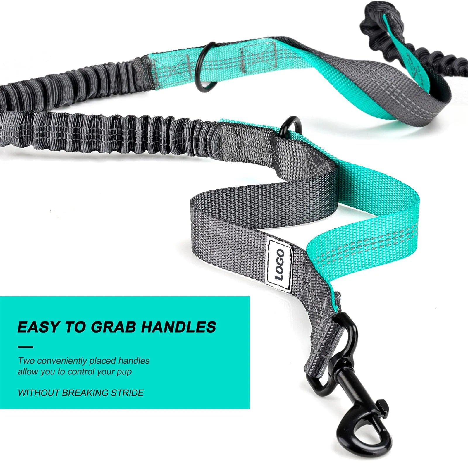 Black nylon waterproof waist bag with integrated dog leash system for outdoor training