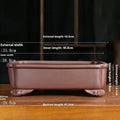 Purple sand rectangular antique bonsai planter with corner-cutting detail