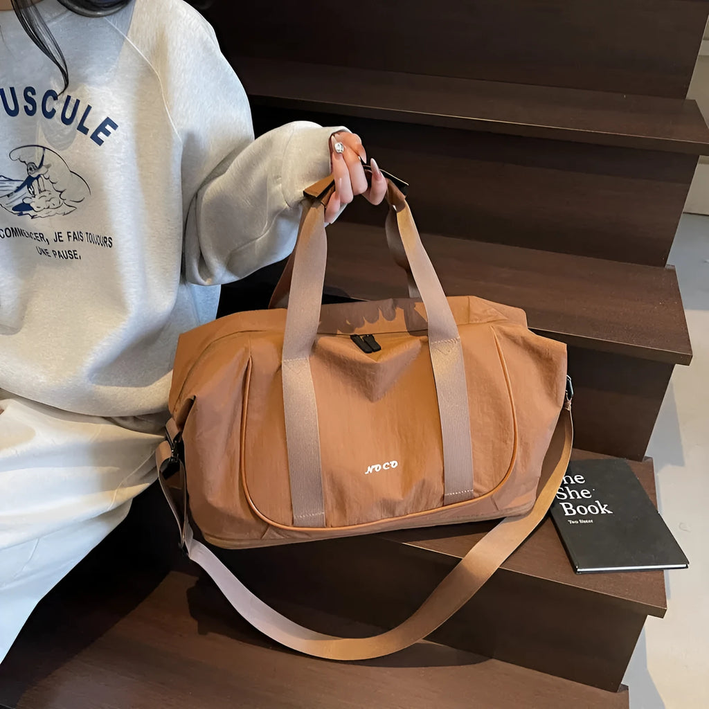 Oxford cloth crossbody bag for yoga and outdoor activities in milky white colour