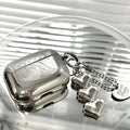 Electroplated solid colour TPU AirPods case with heart pendant charm and chain attachment