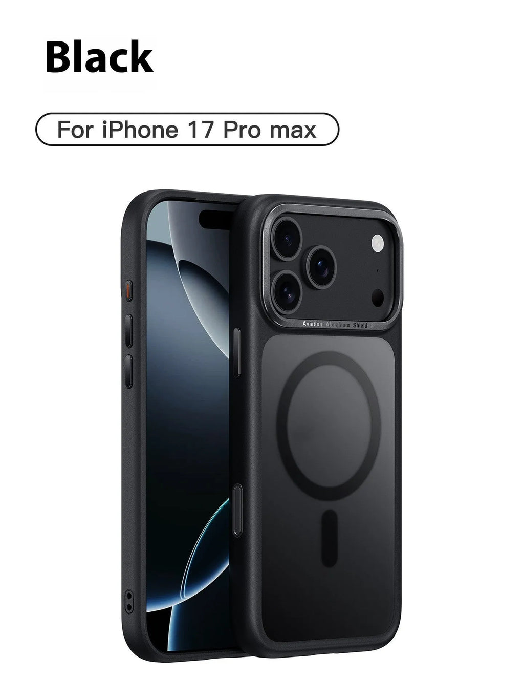Frosted magnetic protective phone case for iPhone 17 in multiple colour options on a table.