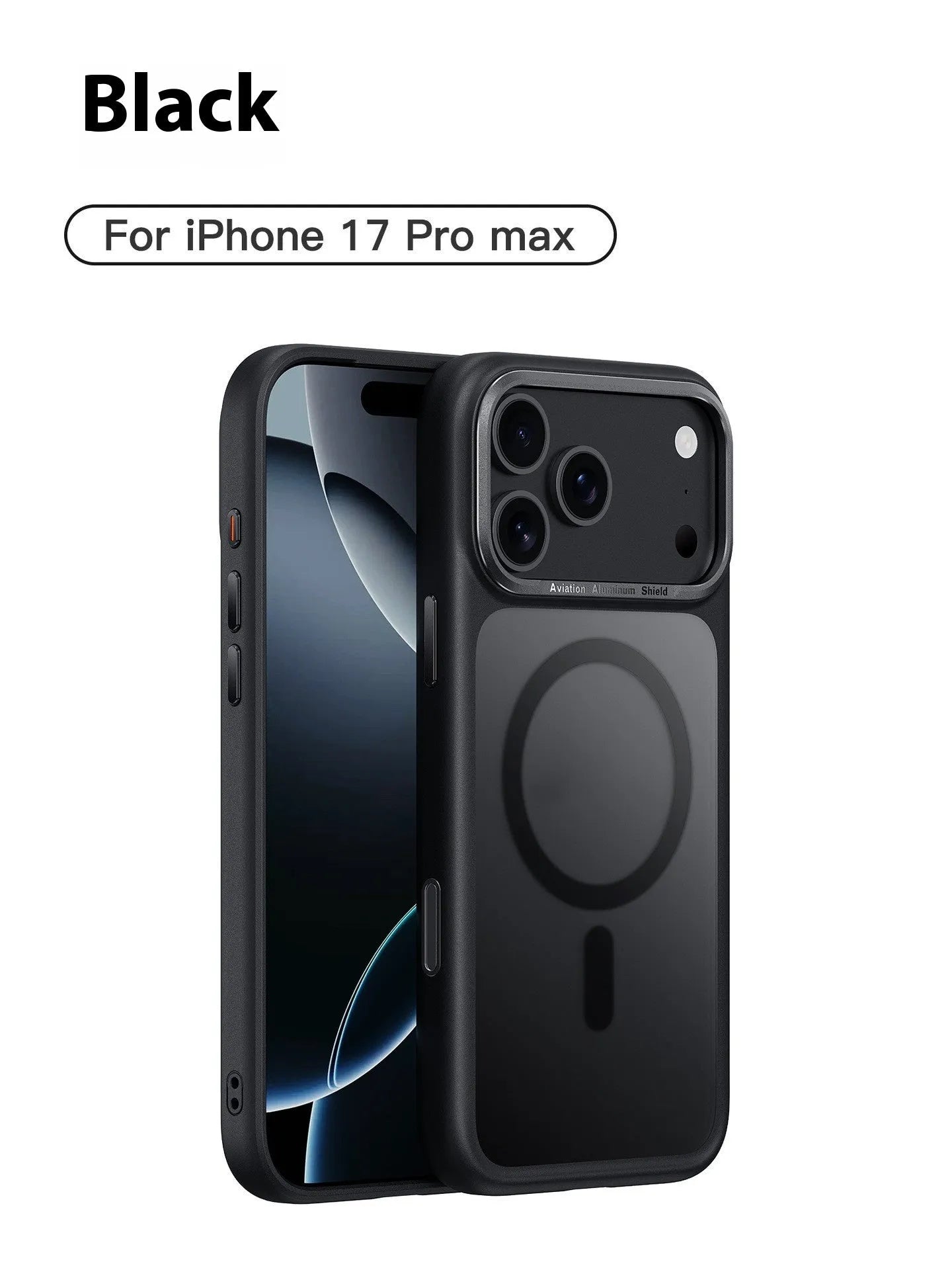 Frosted magnetic protective phone case for iPhone 17 in multiple colour options on a table.