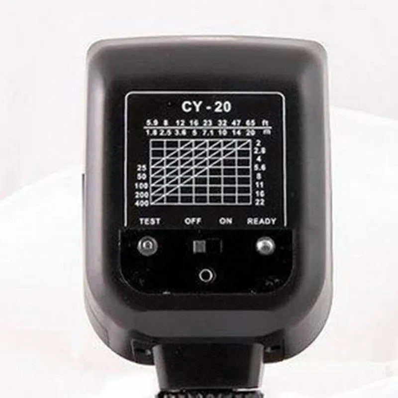 SLR camera flash accessory with tilting head shown on black background