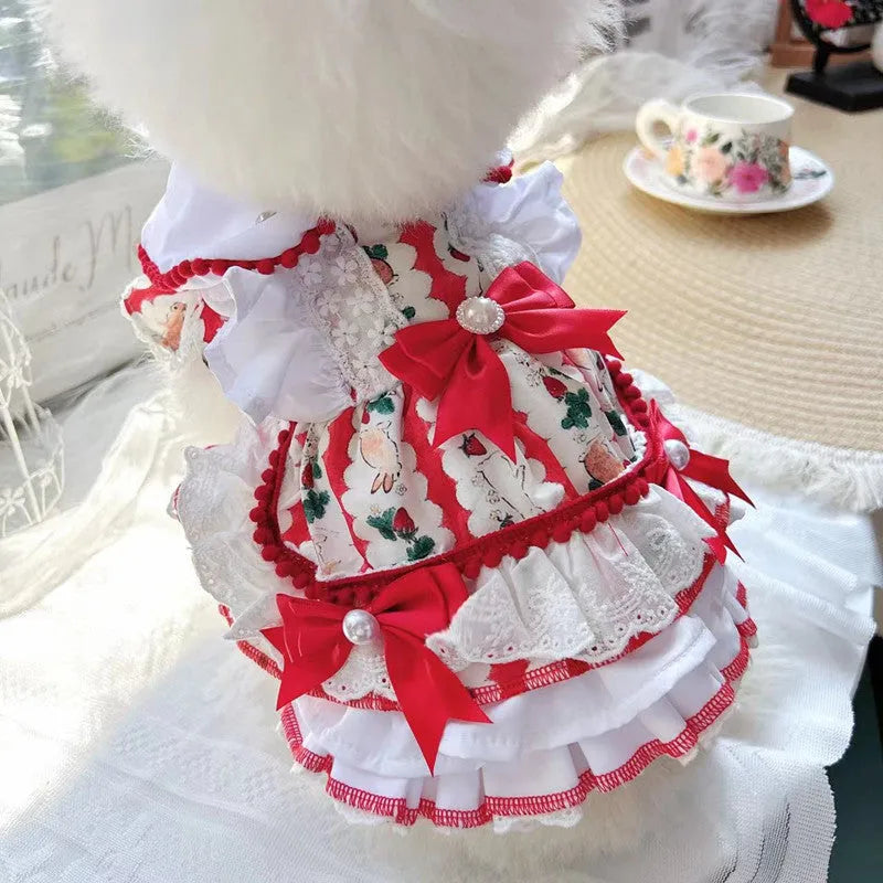 Rabbit skirt style princess pet dog dress clothing for small dogs with polyester material