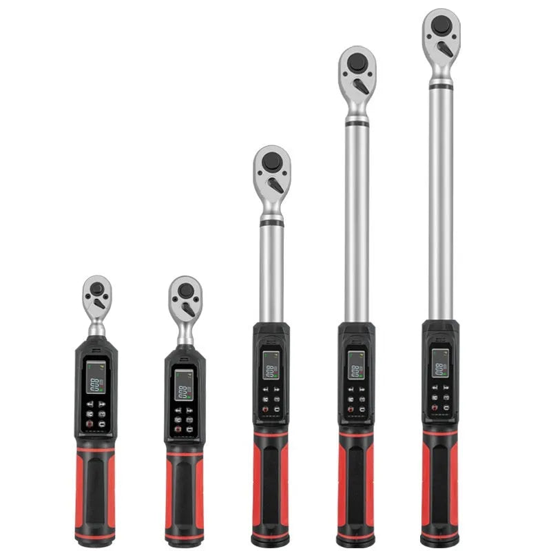 Digital display torque wrench showing electronic readout with chrome-vanadium steel construction