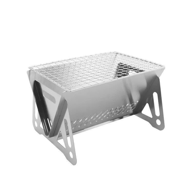 Folding stainless steel barbecue oven with grill rack and storage bag for outdoor cooking