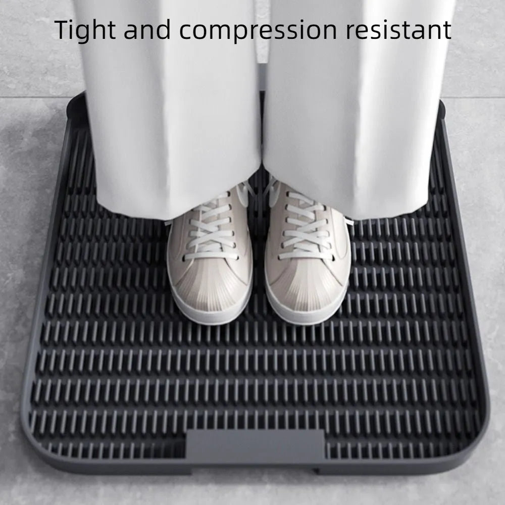 Large black cat litter pedal with slanted mouth design and non-slip base, 37cm square