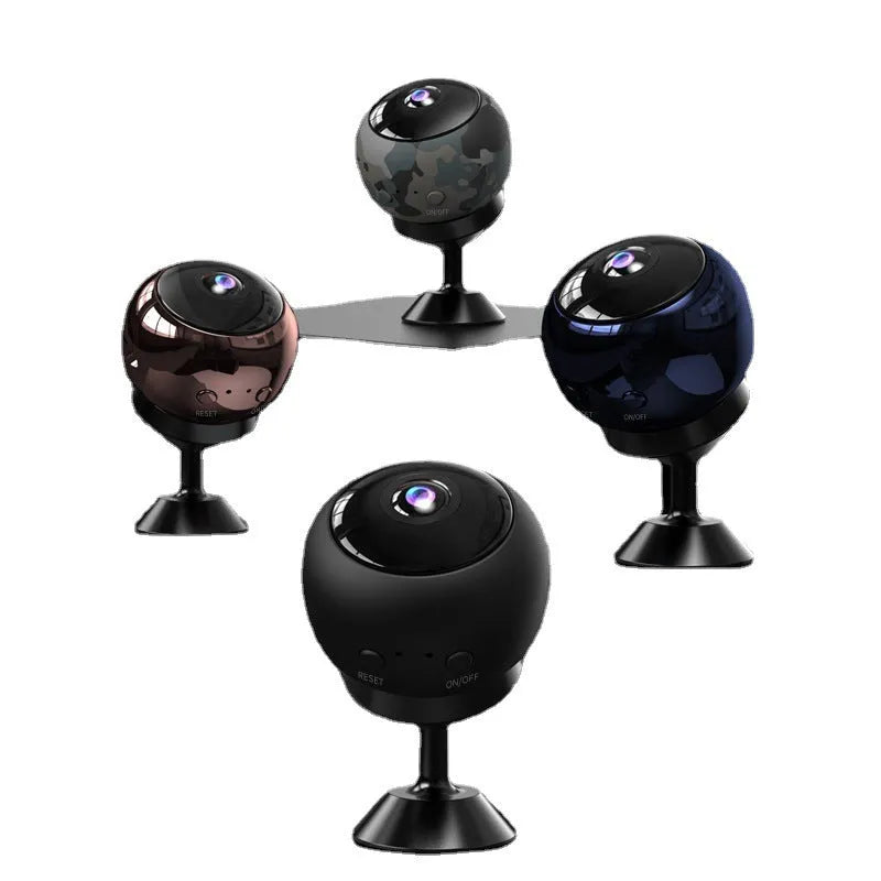 1080p wireless WIFI security camera with ABS plastic housing on a white background.