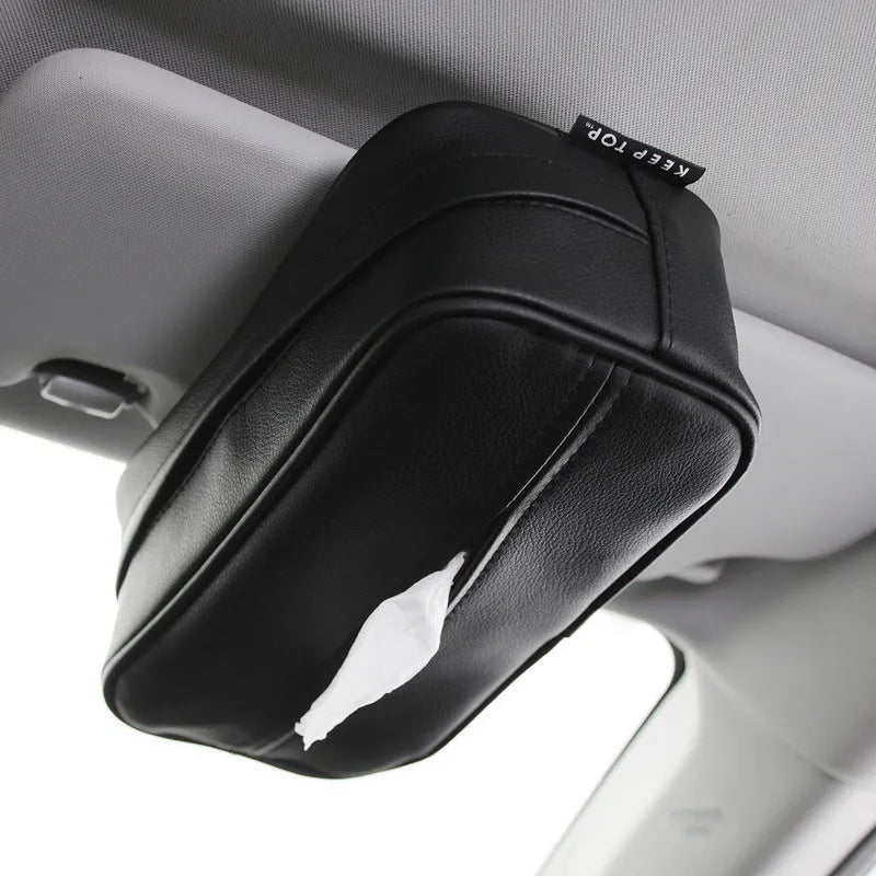 Large black PU leather car hanging organiser box with paper bag packaging