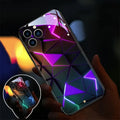 Tempered glass mobile phone case for iPhone with illuminated incoming light notification feature.
