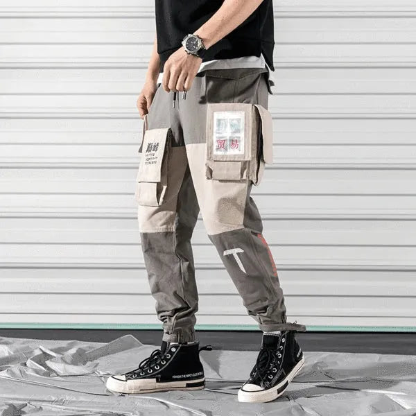 Harlan beam pants in Green, cotton with elastic waistband, loose fit, Asian size included