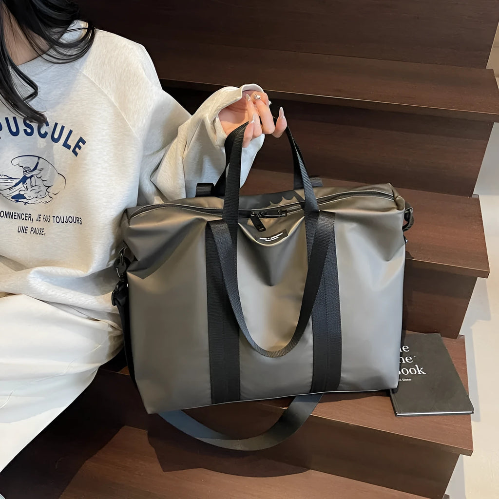 Oxford cloth lightweight tote bag in black, grey or champagne with 20-35L capacity