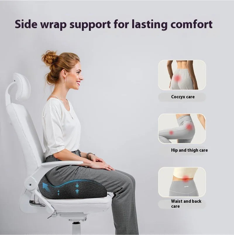 Memory foam office chair cushion in solid colour, 46x43x12cm dimensions