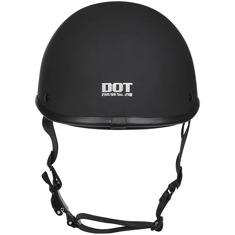 Retro hand-curved motorcycle helmet in ABS construction showing colour options including matte black, bright black, white, cement grey and carbon fibre