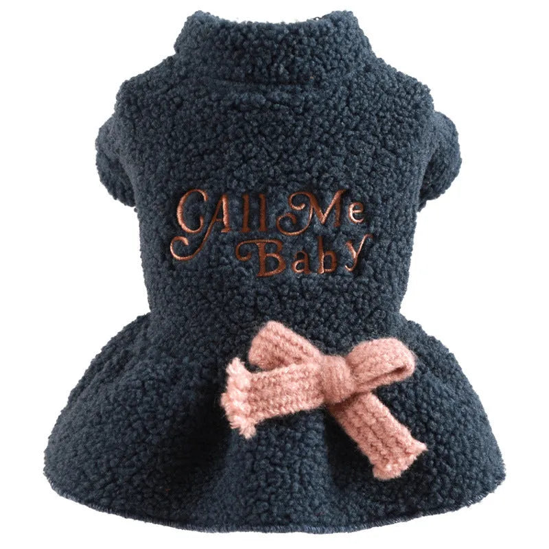 Polyester berber fleece pet skirt for dogs and cats in baby letter print design