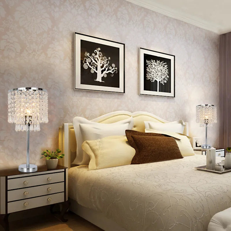 Rechargeable crystal decorative table lamp 20x42cm modern simplicity style on bedside table