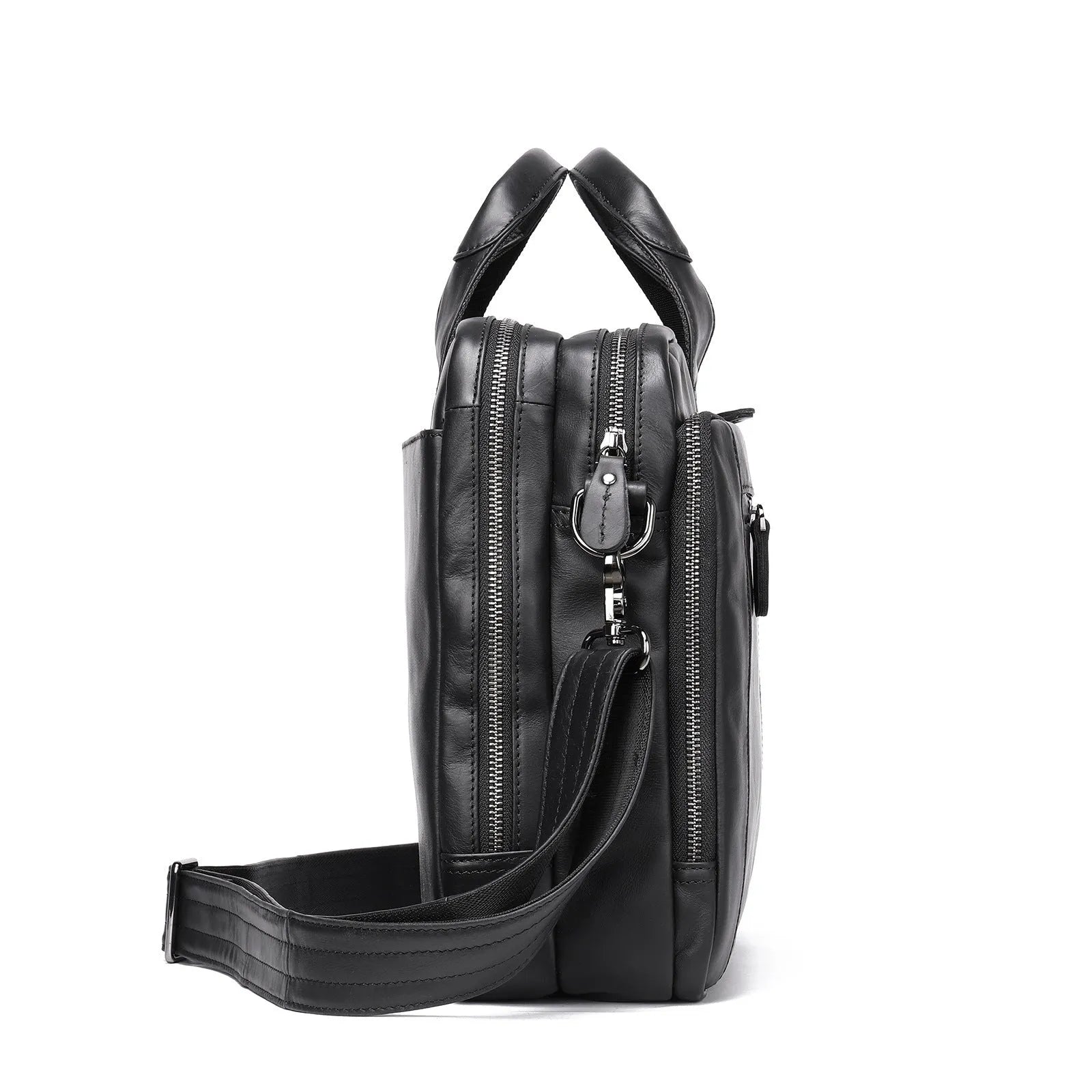 Men's hand-carrying genuine leather briefcase in coffee colour with retro styling for business travel