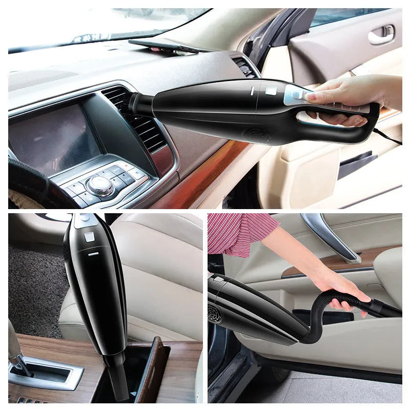 Black and orange portable car vacuum cleaner with 12V plug, shown at 36cm length.