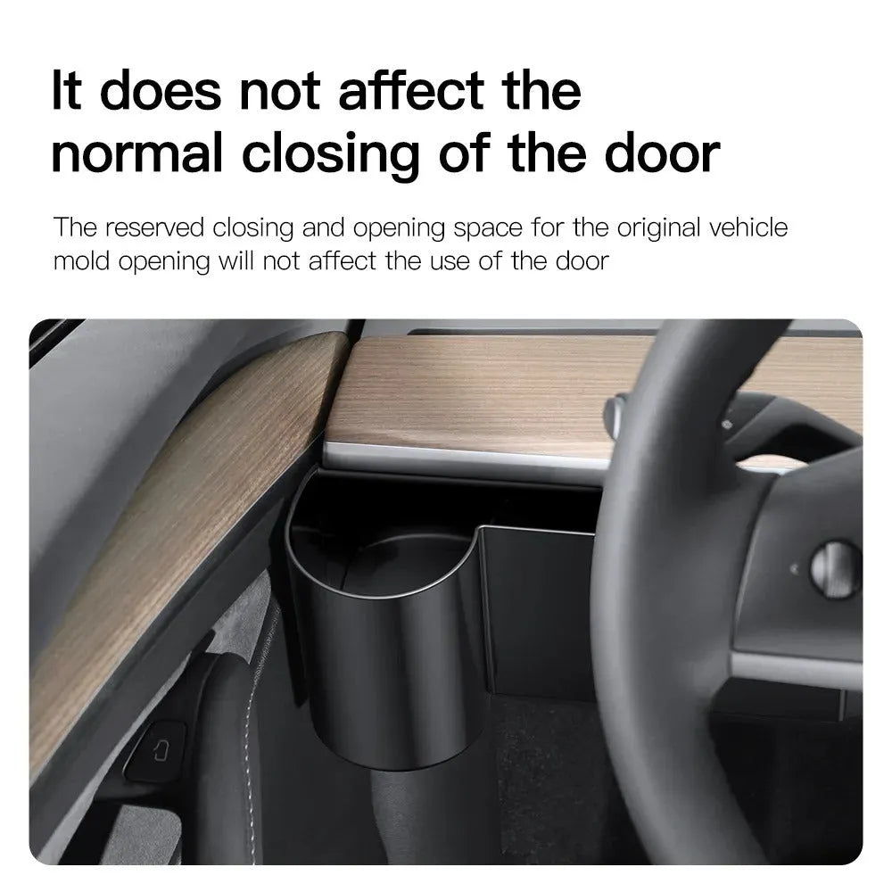 Tesla Model 3 and Model Y dashboard water cup holder with handle in left-hand drive configuration