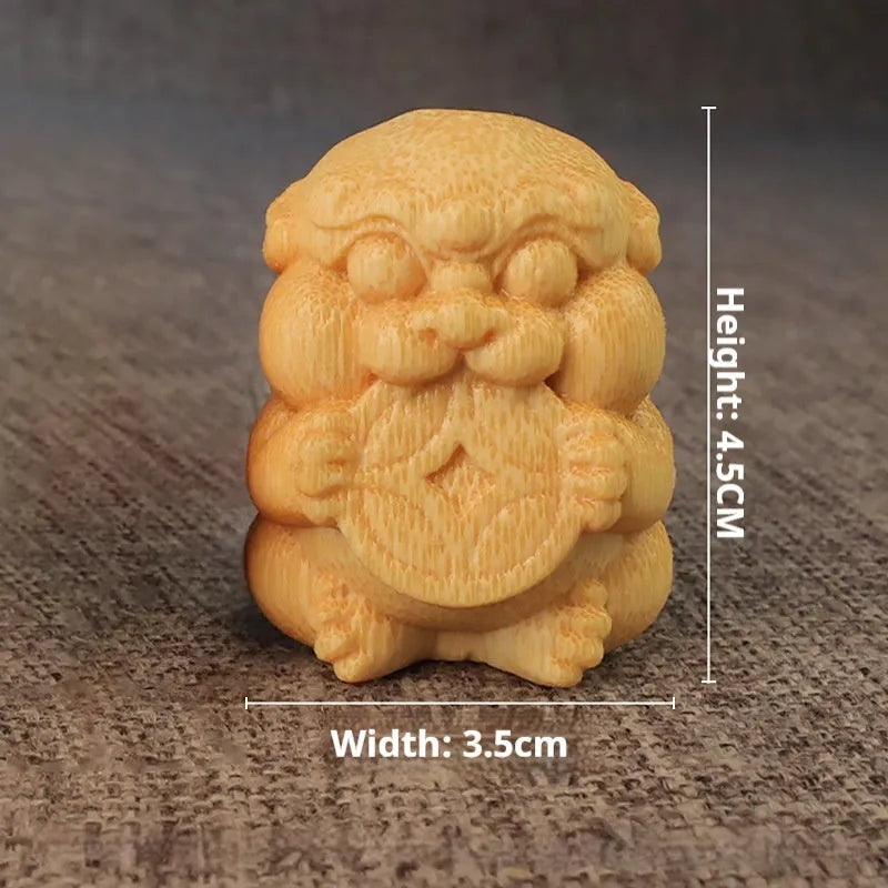 Solid bamboo Take Money decorative carving ornament, 4.5cm tall