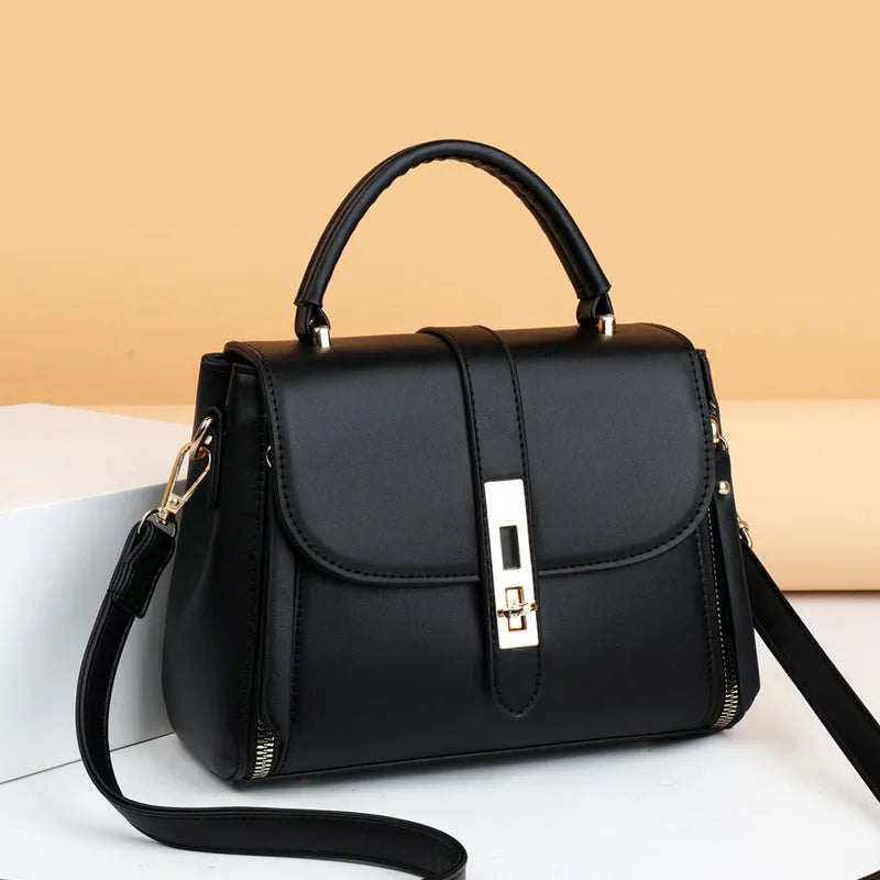 Women's soft PU leather shoulder messenger bag in square vertical design measuring 21x11x16cm