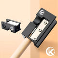 Black metal billiard cue leather tip repair device for maintenance and reshaping