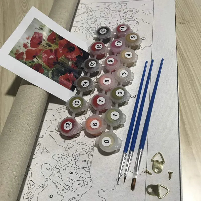 DIY digital painting canvas with body art design measuring 40×50cm with painting brushes