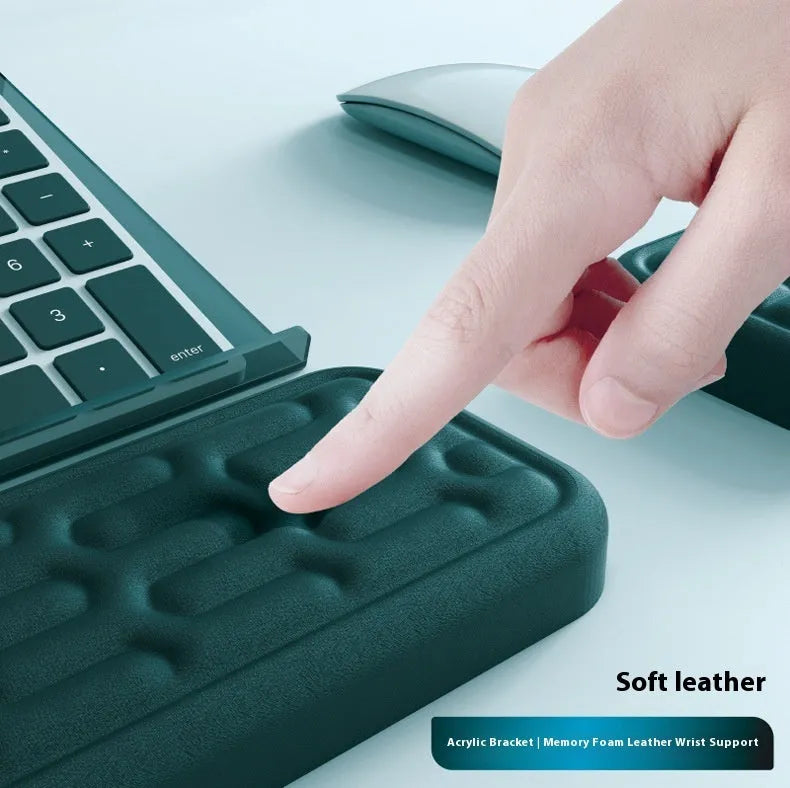 Double-sided keyboard mouse pad with memory foam wrist support in black, green, grey, white, or yellow
