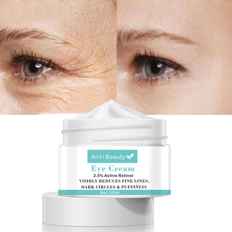 30ml pot of women's eye cream with a separate applicator for dark circle and fine line treatment