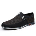 Men's grey-white casual low-top shoes with synthetic leather uppers and rubber flat soles