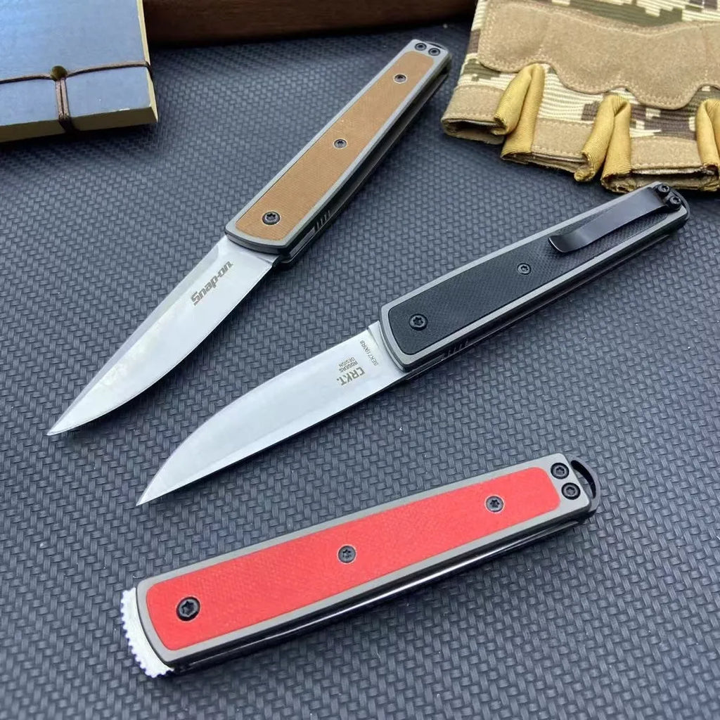 Folding fruit knife with stainless steel blade in black, red or coffee colour options