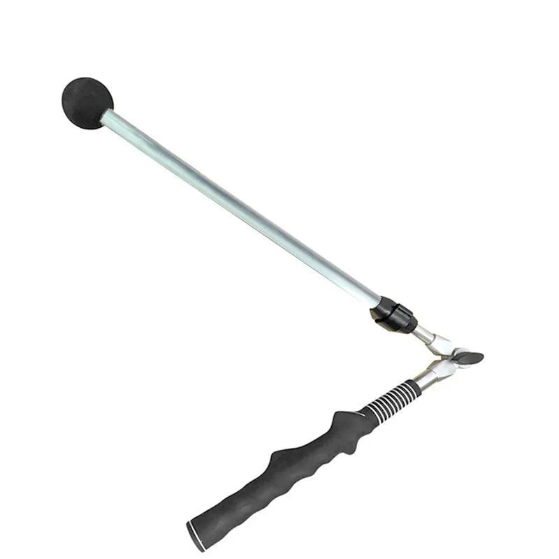 Golf folding swing trainer with aluminium shaft and rubber grip extended to 110cm, black colour