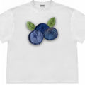 Blueberry fruit patchwork design on a loose-fit short-sleeved ice oxygen cotton T-shirt
