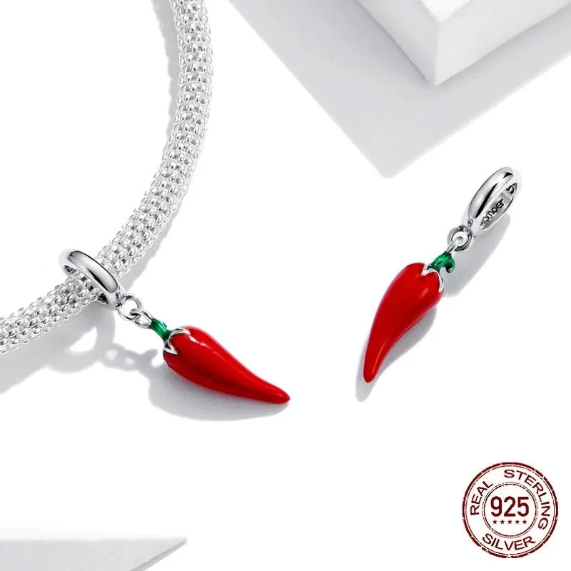 Korean style pepper pendant in sterling silver with electroplated BSC461 colour and leaf shape design
