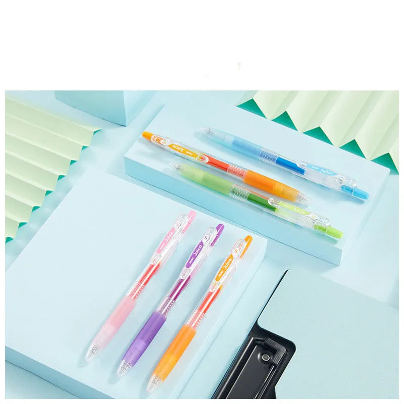 Baiguole gel pen set showing six colours with 0.5mm tips and 143mm length