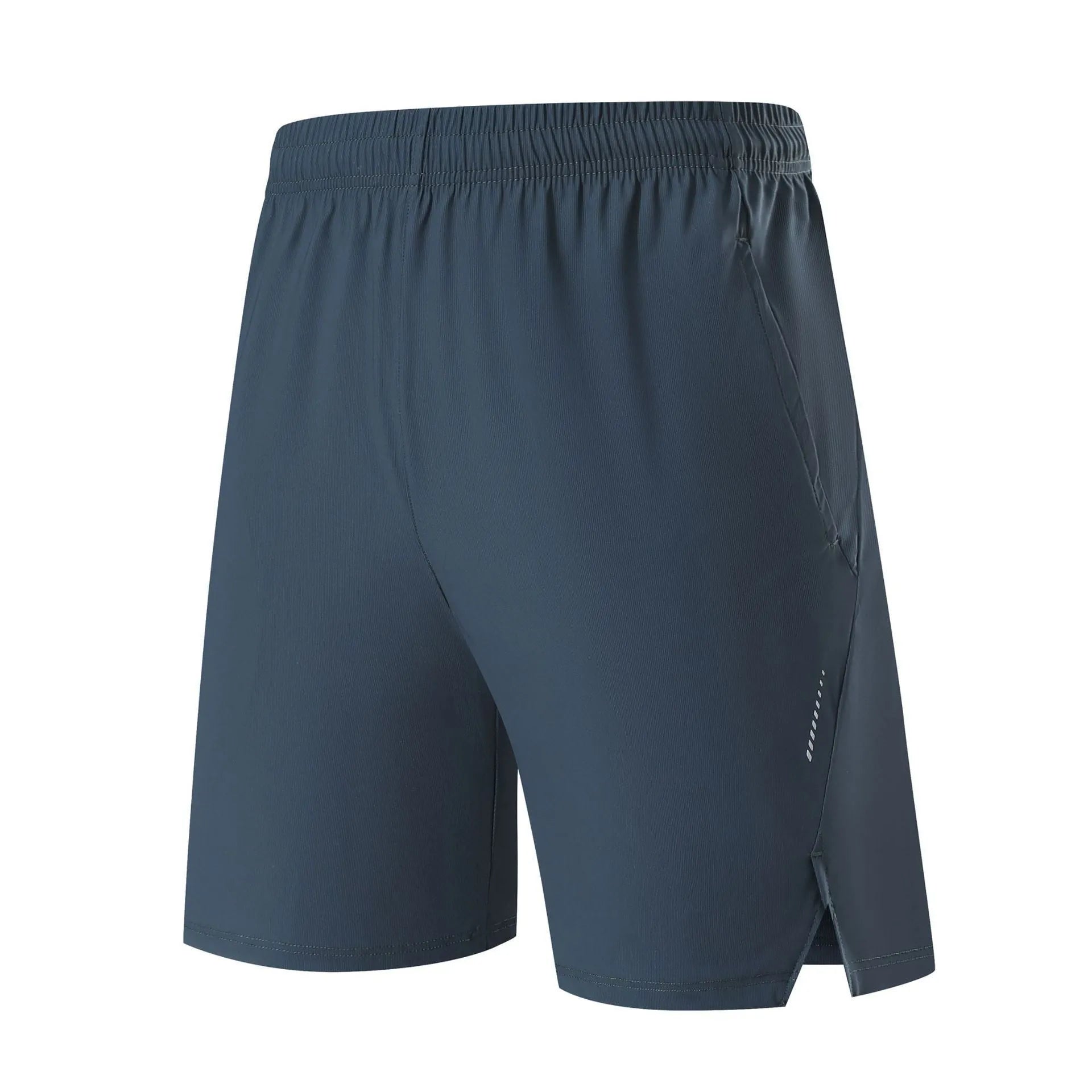 Men's black ice silk sports shorts with mid waist and shorts length for athletic wear