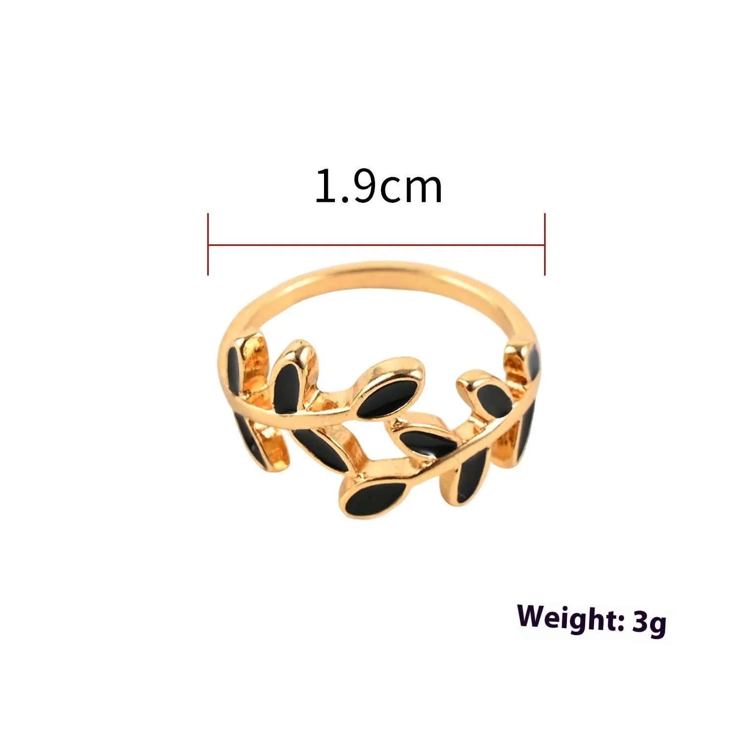Gold geometric leaf design acrylic ring for women on a white background.
