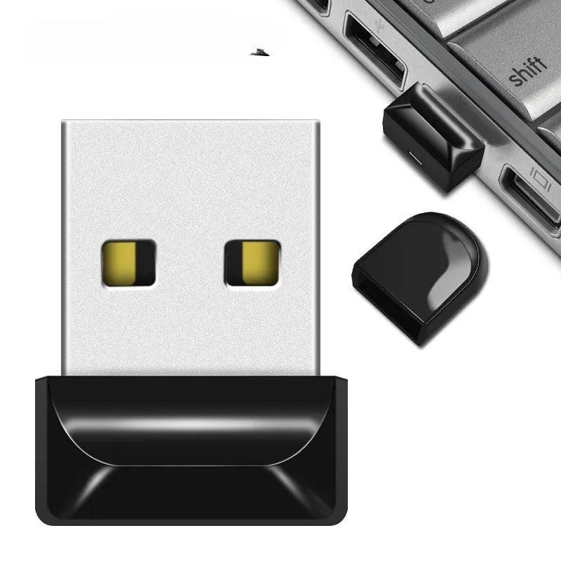 Car-shaped metal USB flash drive on a necklace chain, shown in black colour