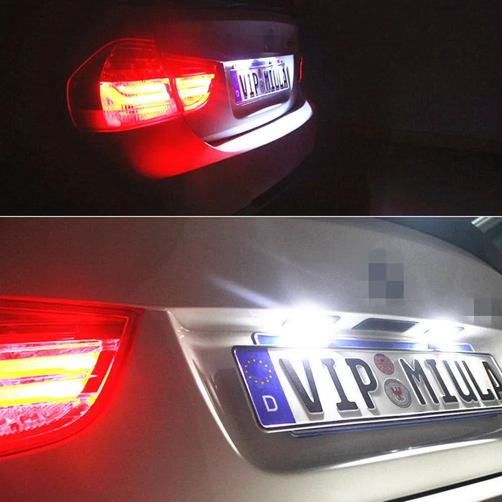 Volkswagen LED license plate light unit for Golf, Polo, Phaeton models with 24 SMD LEDs.