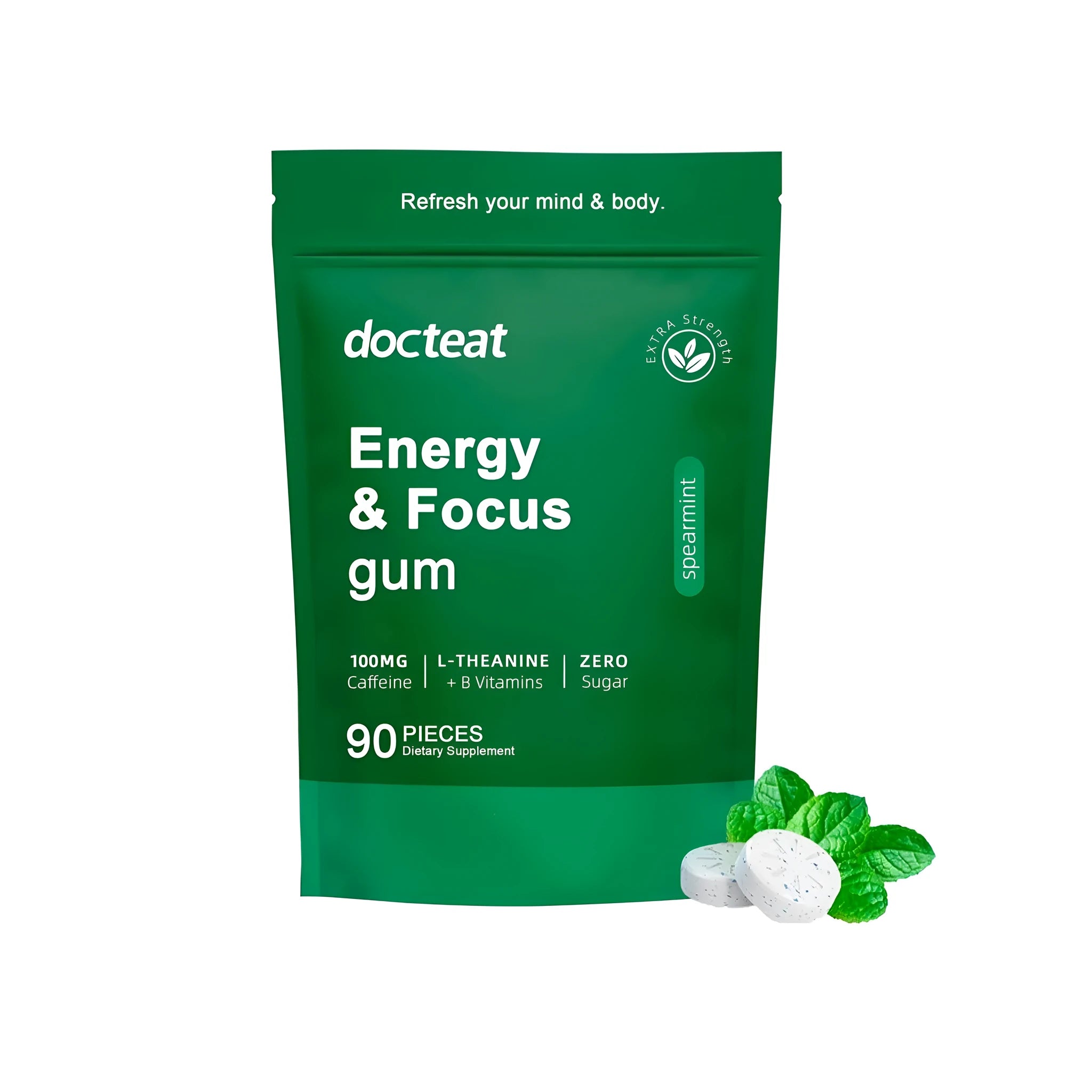 Mint Tablet Sugar dietary supplement pack with 90 pieces containing green coffee beans and vitamins.