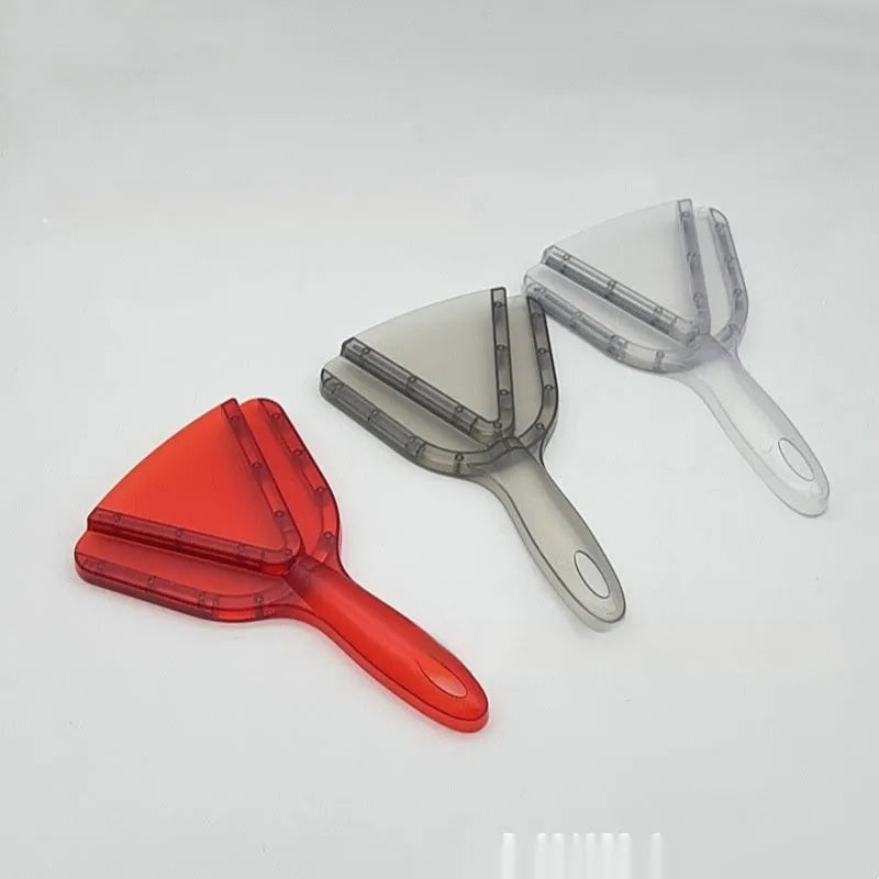 Adjustable telescopic can and bottle opener tool in red plastic on a white background.