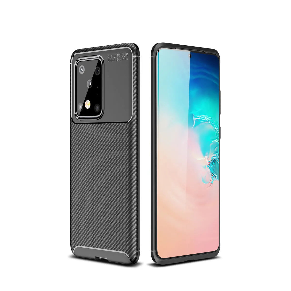 Solid colour TPU back cover case for Samsung Galaxy phones on a table.