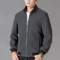 Men's grey sports-style fleece jacket with long sleeves and a stick pocket.