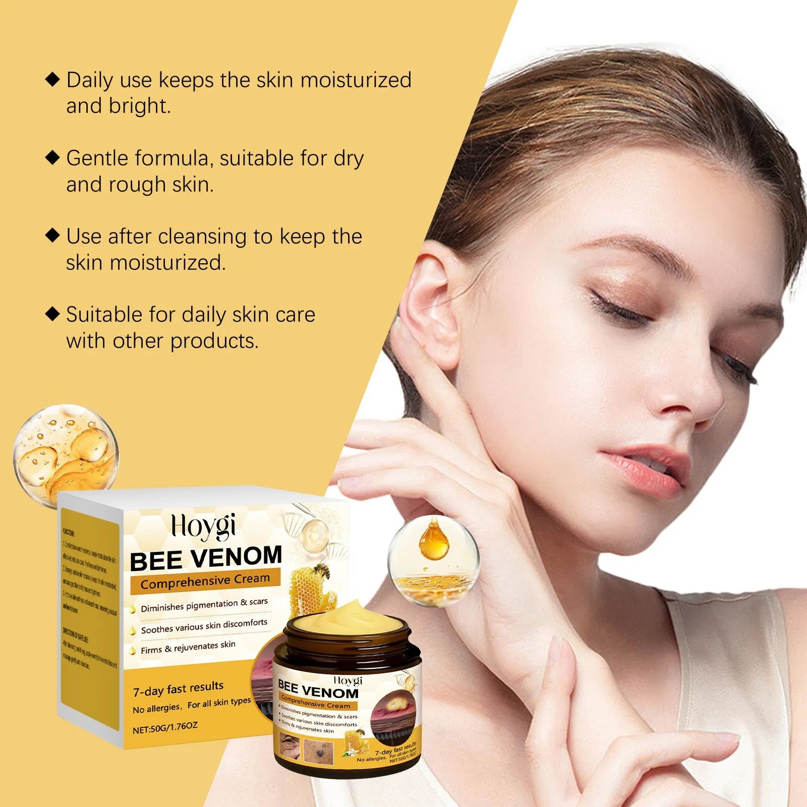 50g jar of neck firming cream with collagen and hyaluronic acid for skin texture improvement