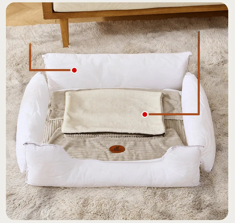 Universal kennel pet bed for small dogs and cats with a removable cover in coffee colour.