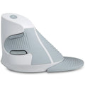 M618 wireless vertical ergonomic mouse in black or white colour on a desk.